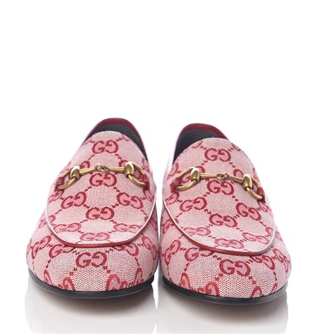 gucci red new canvas jordaan loafers|gucci loafer pink.